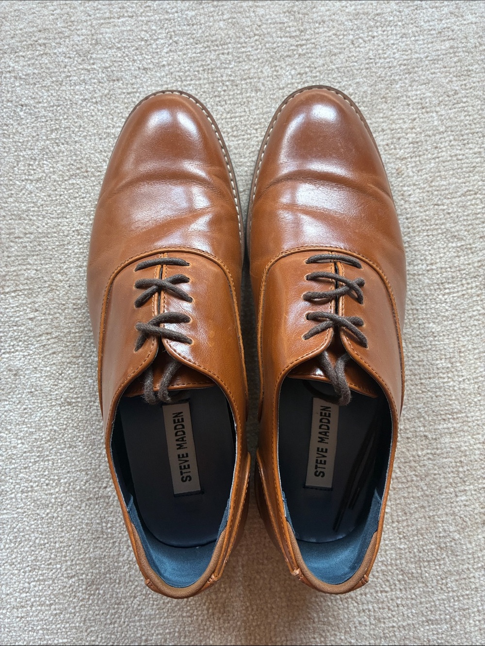 Steve Madden Men's Cognac Leather Derby Shoes